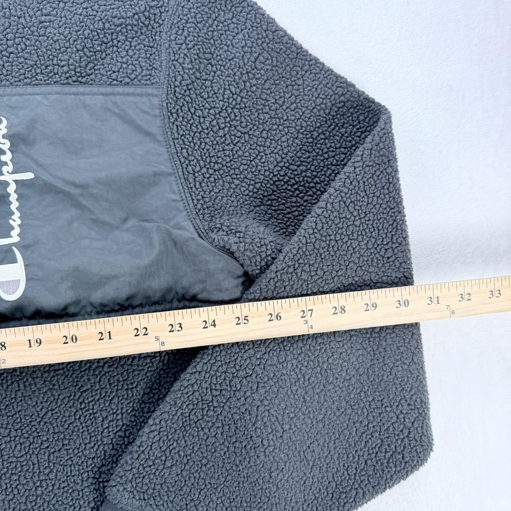 Champion Sweatshirt Mens XL Gray Sherpa Fleece Pullover Chest Pocket Logo - Picture 4 of 16